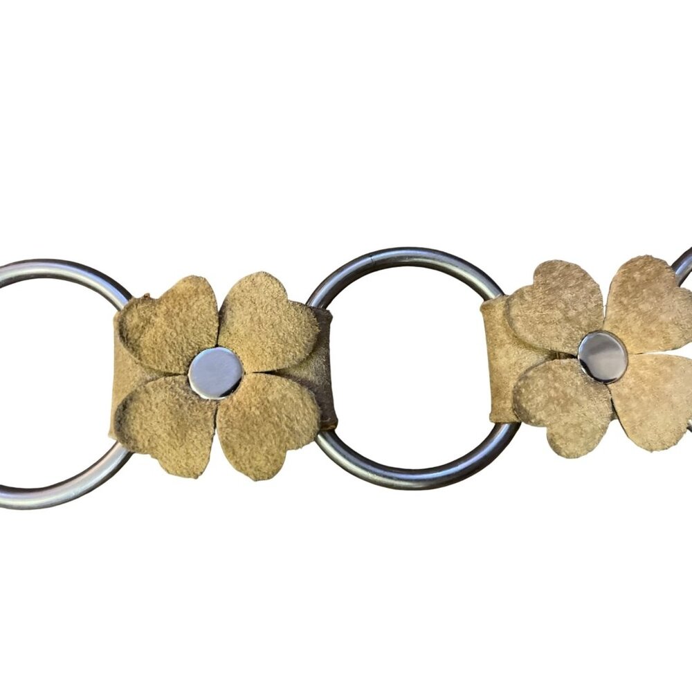Retro Hippie Floral Suede Chain Belt Boho Festival Western Used Womens 38” - Picture 13 of 16